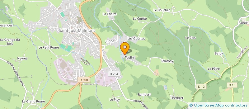 localisation de l'entreprise GAEC AGREE FERME DE TOULIN à SAINT-JUST-MALMONT