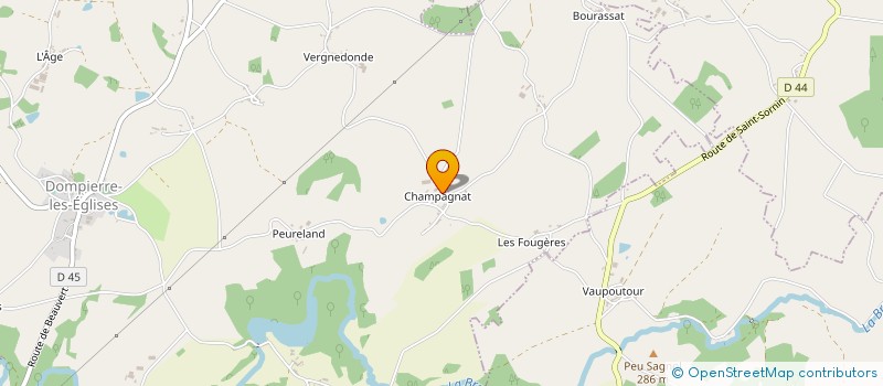 localisation de l'entreprise GAEC DE CHAMPAGNAT à DOMPIERRE-LES-EGLISES