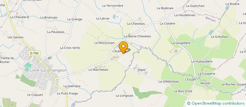 localisation de l'entreprise GAEC DE L'AUBRIAIS  LIVRE-SUR-CHANGEON