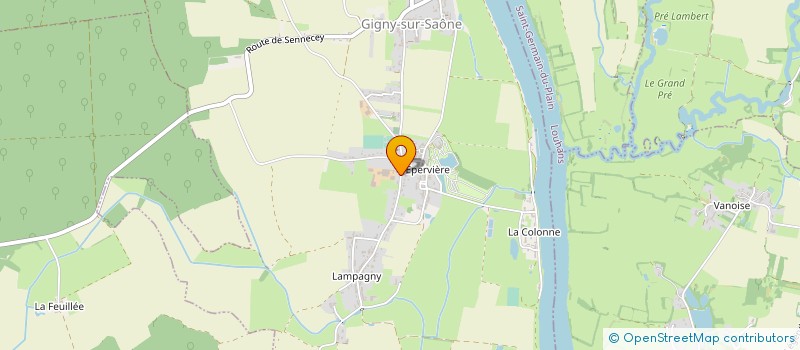 localisation de l'entreprise GAEC DE L EPERVIERE  GIGNY-SUR-SAONE