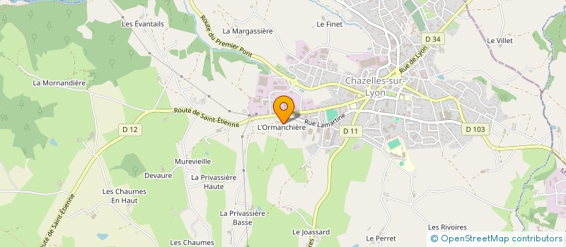 localisation de l'entreprise GAEC DE L'ORMANCHERE à CHAZELLES SUR LYON