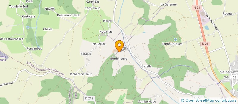 localisation de l'entreprise GAEC DE NAZARIS à SAINTE-COLOMBE-DE-VILLENEUVE
