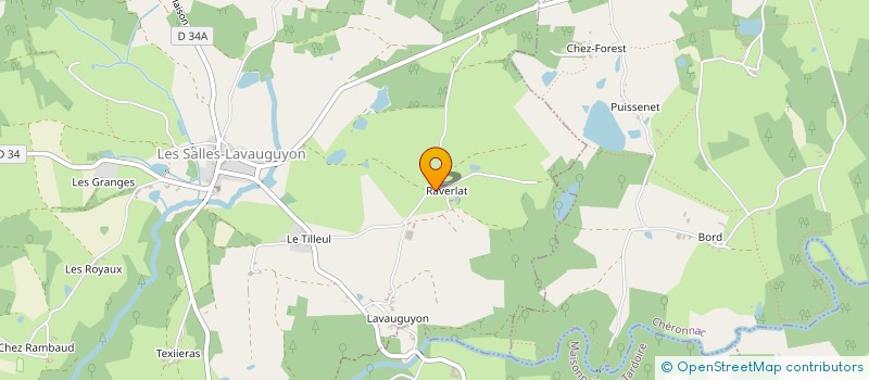 localisation de l'entreprise GAEC DE RAVERLAT à LES SALLES-LAVAUGUYON