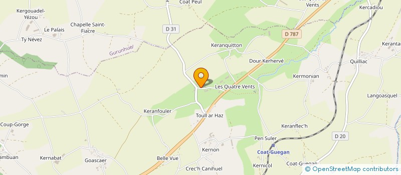 localisation de l'entreprise GAEC DE ROZ LAN à PONT-MELVEZ