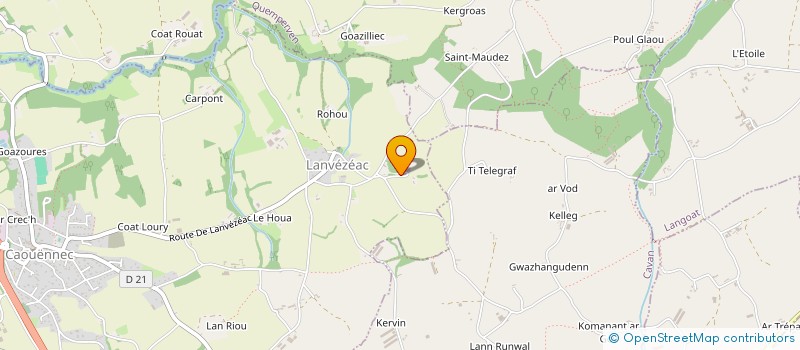 localisation de l'entreprise GAEC DE RU AR LAN à CAOUENNEC-LANVEZEAC