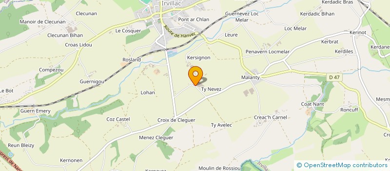 localisation de l'entreprise GAEC DE TY NEVEZ  IRVILLAC