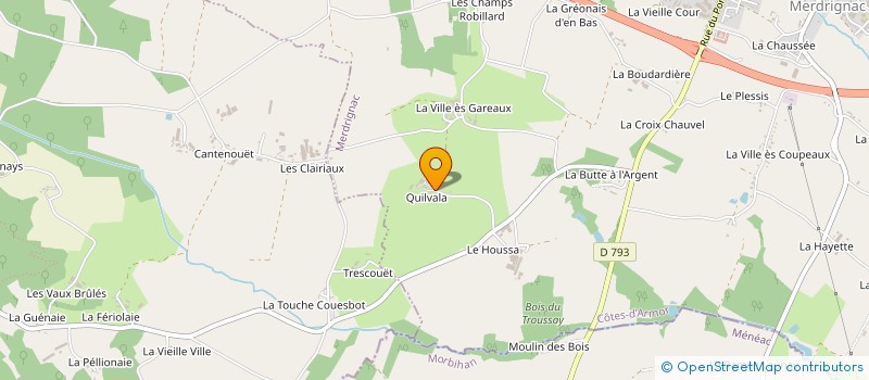 localisation de l'entreprise GAEC GLORIEUX DE QUILVALA à MERDRIGNAC