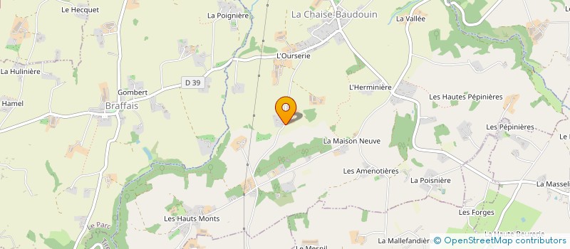 localisation de l'entreprise GAEC JEHAN LEPROVOST à LA CHAISE-BAUDOUIN