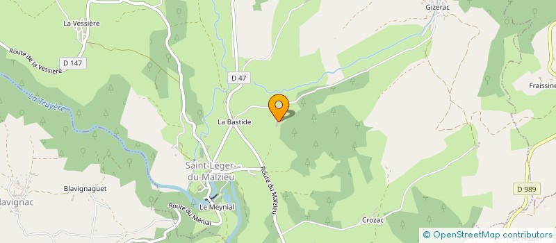 localisation de l'entreprise GAEC LA JARRIGE à SAINT-LEGER-DU-MALZIEU