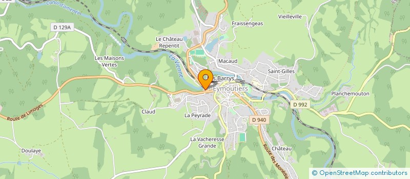 localisation de l'entreprise GARAGE CHEMARTIN-FOURNIER  EYMOUTIERS