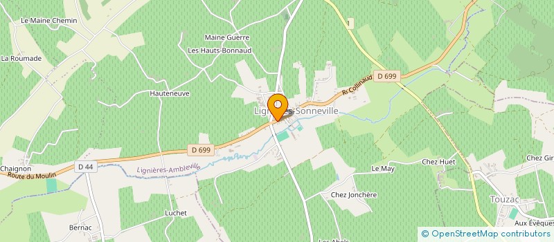 localisation de l'entreprise GARAGE DE LIGNIERES-SONNEVILLE à LIGNIERES-AMBLEVILLE