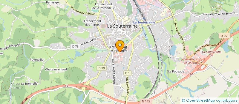 localisation de l'entreprise GARAGE ROGER CHAMBRAUD ET FILS SAS à LA SOUTERRAINE
