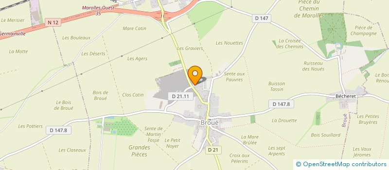localisation de l'entreprise GE D'ORVILLIERS à BROUE