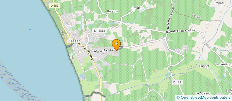 localisation de l'entreprise GFA CHATEAU BELLEVUE GAZIN  PLASSAC