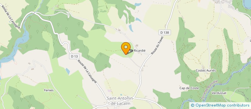 localisation de l'entreprise GFA DE LA CANOURGUE  TEILLET