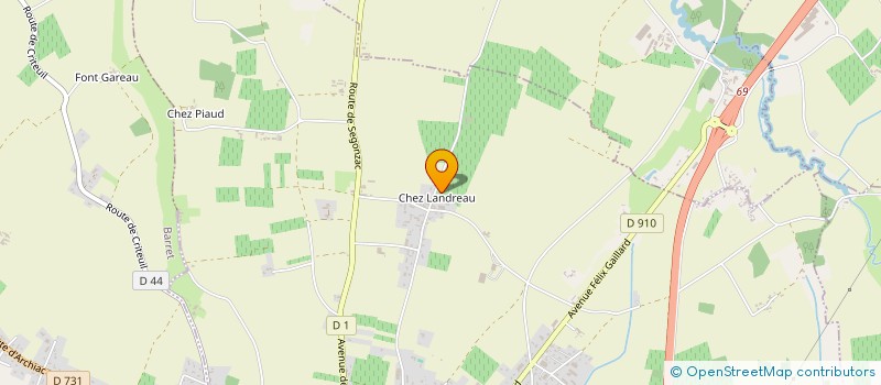 localisation de l'entreprise GFA DE PETITE CHAMPAGNE  BARBEZIEUX SAINT HILAIRE