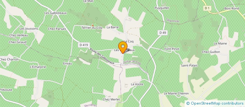 localisation de l'entreprise GFA DES DORIBEAUX à JUILLAC-LE-COQ