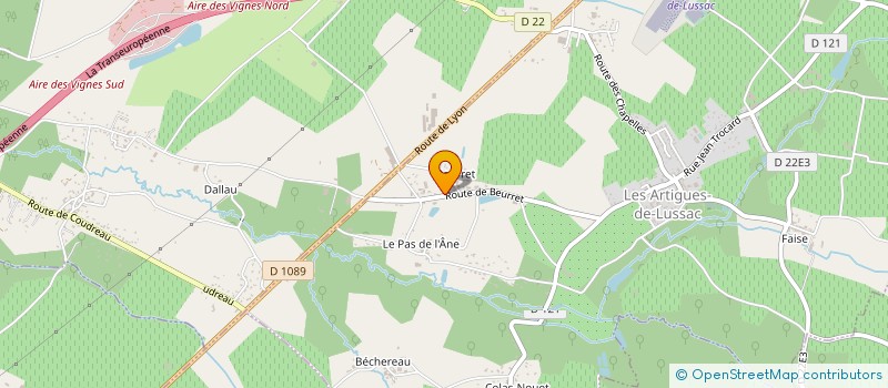 localisation de l'entreprise GFA DES VIGNOBLES BRUNOT à LUSSAC