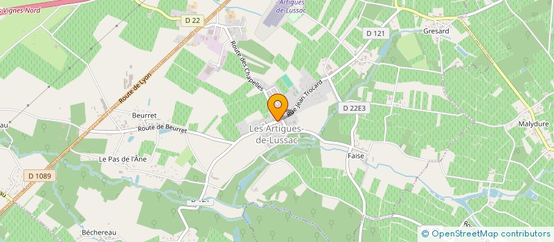localisation de l'entreprise GFA DES VIGNOBLES TROCARD  LES ARTIGUES-DE-LUSSAC
