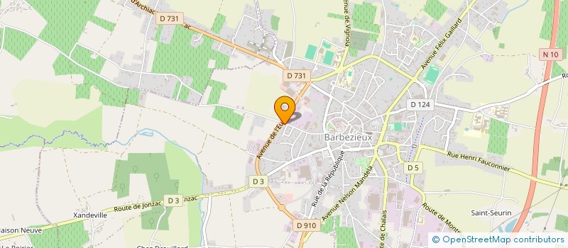 localisation de l'entreprise GFA DOMAINE DE LA CIGOGNE  BARBEZIEUX SAINT HILAIRE