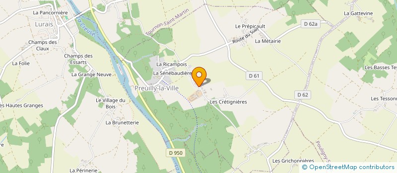 localisation de l'entreprise GFA DU BERTRAND à PREUILLY-LA-VILLE