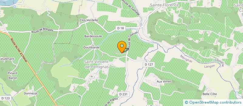 localisation de l'entreprise GFA DU CHATEAU DU COURROS  SAINT-VINCENT-DE-PERTIGNAS