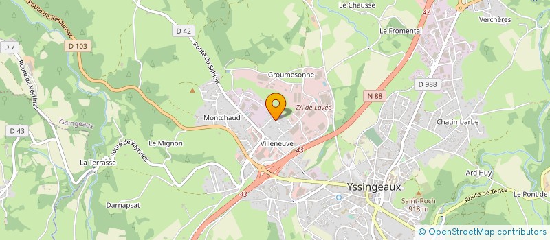 localisation de l'entreprise GIRAUDON SAS à YSSINGEAUX