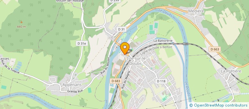 localisation de l'entreprise GLOBAL BTP à L'ISLE-SUR-LE-DOUBS