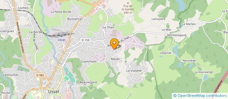 localisation de l'entreprise GOZAN à USSEL