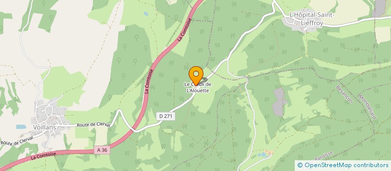 localisation de l'entreprise GROUPEMENT AGRICOLE D'EXPLOITATION EN COMMUN AGREE DU CREUX DE L'ALOUETTE à VOILLANS