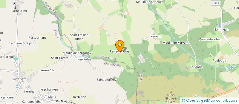 localisation de l'entreprise GROUPEMENT AGRICOLE D'EXPLOITATION EN COMMUN DE PEMPOULGLAS  PLEVIN