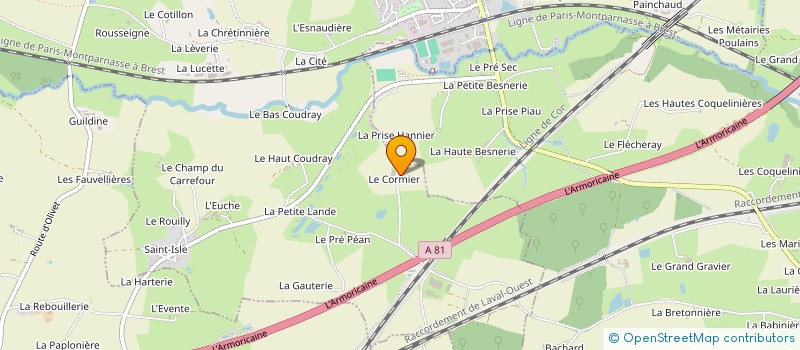 localisation de l'entreprise GROUPEMENT AGRICOLE D EXPLOITATION EN COMMUN DU CORMIER à LE GENEST-SAINT-ISLE
