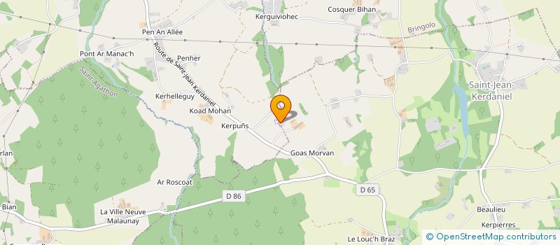 localisation de l'entreprise GROUPEMENT AGRICOLE D'EXPLOITATION EN COMMUN DU TOULOU à SAINT-JEAN-KERDANIEL
