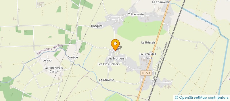 localisation de l'entreprise GROUPEMENT AGRICOLE D'EXPLOITATION EN COMMUN ELEVAGE DES MORTIERS à SAINT-GILDAS-DES-BOIS