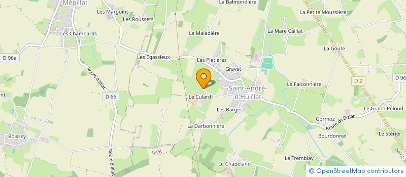 localisation de l'entreprise GROUPEMENT AGRICOLE D'EXPLOITATION EN COMMUN RECONNU DES CULARDS à SAINT-ANDRE-D'HUIRIAT