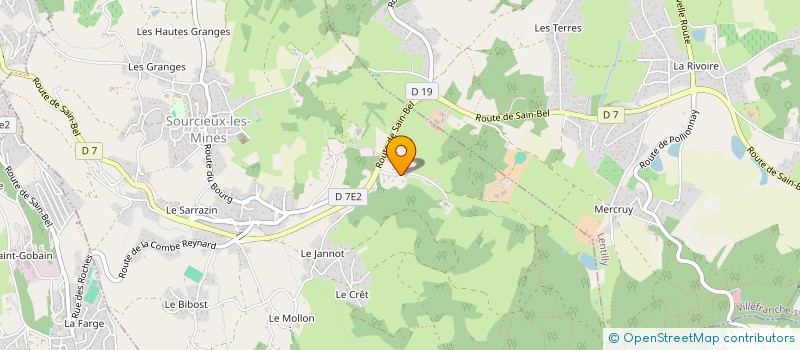 localisation de l'entreprise GROUPEMENT AGRICOLE D'EXPLOITATION EN COMMUN RECONNU GRAEL à SOURCIEUX-LES-MINES