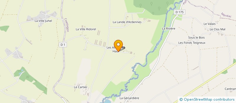 localisation de l'entreprise GROUPEMENT AGRICOLE D'EXPLOITATION EN COMMUN RECONNU LES ALLIERS à COETLOGON