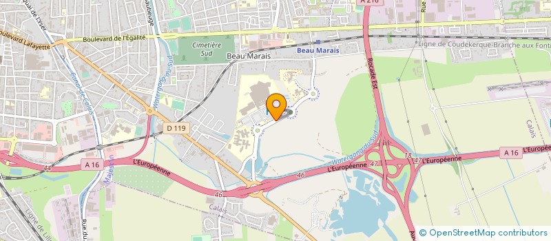 localisation de l'entreprise GROUPEMENT DE COOPERATION SANITAIRE POUR L'EXPLOITATION DE LA CUISINE CENTRALE INTERHOSPITALIERE DE LA COTE D'OPALE à CALAIS