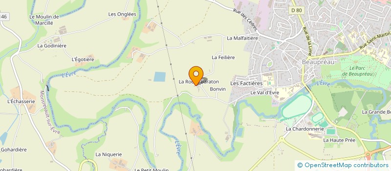 localisation de l'entreprise GROUPEMENT FONCIER AGRICOLE DE LA ROCHE AUBRY à BEAUPREAU-EN-MAUGES