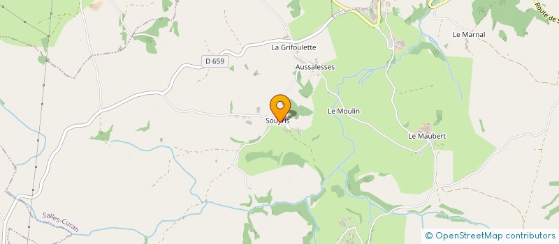 localisation de l'entreprise GROUPEMENT FONCIER AGRICOLE DE SOUYRIS  SALLES-CURAN