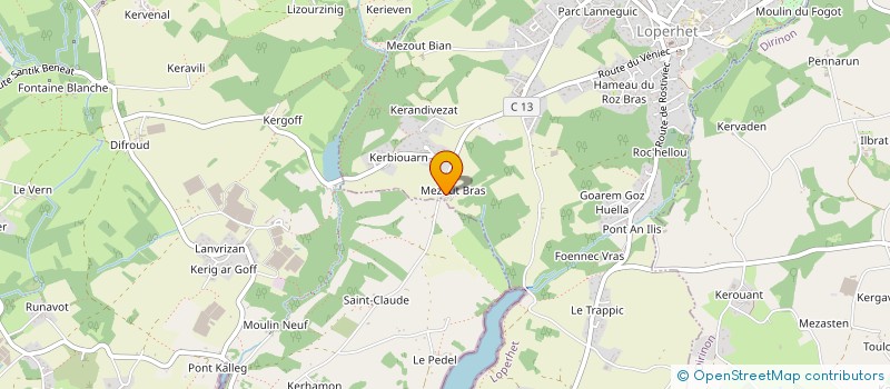 localisation de l'entreprise GROUPEMENT FONCIER AGRICOLE LES JARDINS DU MEOT  LOPERHET