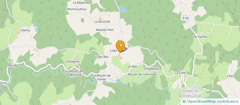 localisation de l'entreprise GROUPEMENT FONCIER FORESTIER DE GUERINE  CONDAT-LES-MONTBOISSIER