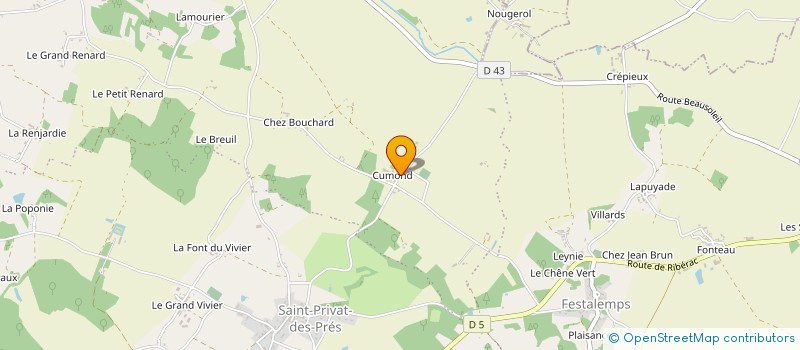 localisation de l'entreprise GROUPEMENT FORESTIER DES POURCAUDS  SAINT PRIVAT EN PERIGORD