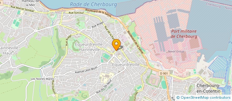 localisation de l'entreprise GYMNASTIQUE VOLONTAIRE EQUEURDREVILLE-HAINNEVILLE  CHERBOURG-EN-COTENTIN