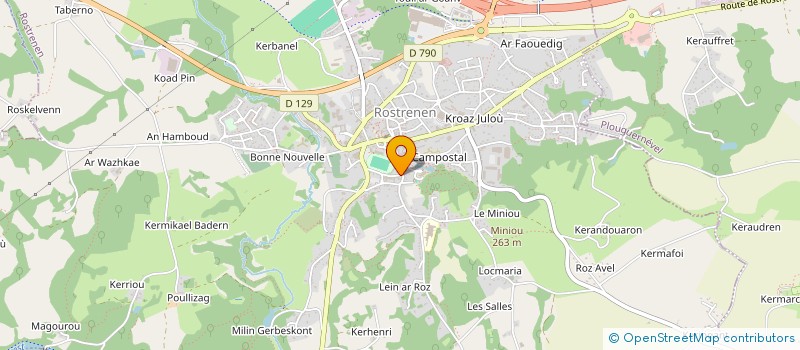 localisation de l'entreprise H.A.S.  ROSTRENEN