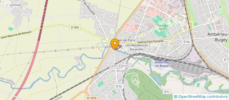 localisation de l'entreprise H.M.D.  SAINT-DENIS-EN-BUGEY