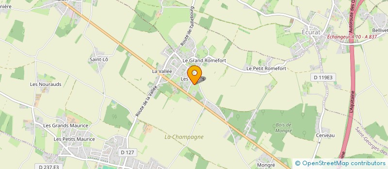 localisation de l'entreprise H.M. MENUISERIE AGENCEMENT EBENISTERIE  SAINT-GEORGES-DES-COTEAUX