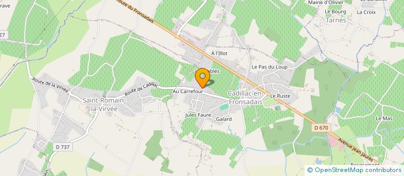 localisation de l'entreprise H & R - HOTELS & RESIDENCES MULTISERVICES  CADILLAC-EN-FRONSADAIS