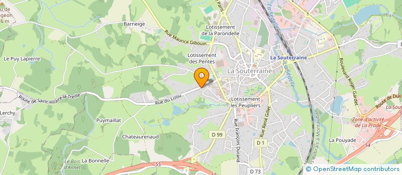 localisation de l'entreprise HAT & BOOTS 23 à LA SOUTERRAINE