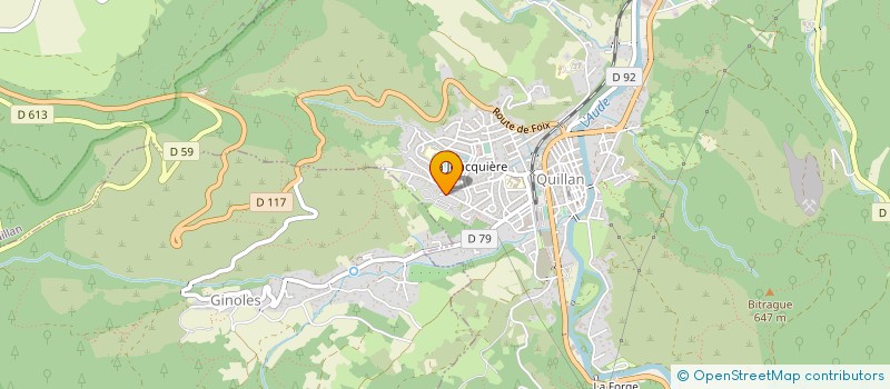 localisation de l'entreprise HAUTE VALLEE ELECTRICITE ELECTROMENAGER à QUILLAN
